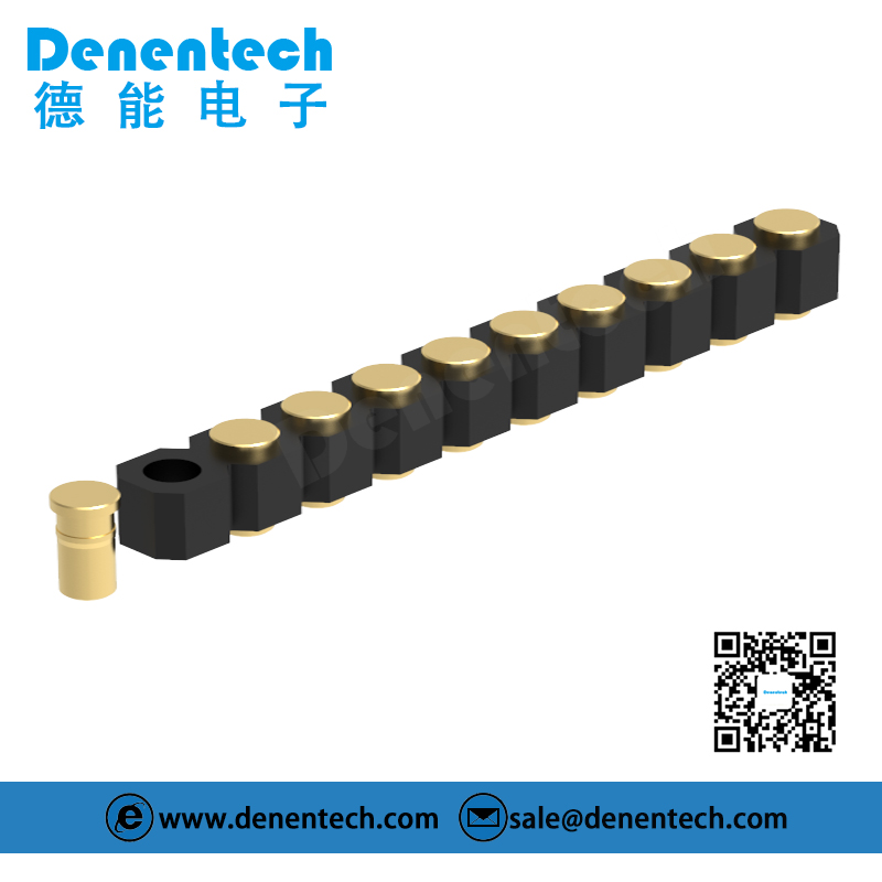 Denentech 厂家直供2.54MM弹簧针H2.5单排母座180度SMT pogopin 弹簧针 充电针 探针 弹簧顶针